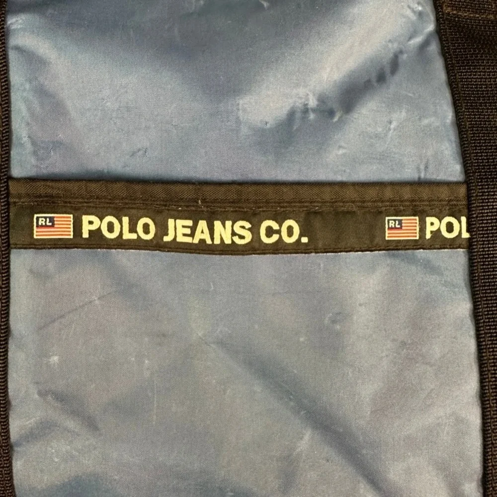 Ralph Lauren Polo Jeans Co Duffel Bag Blue Black Nylon Vintage Travel Gym Tote